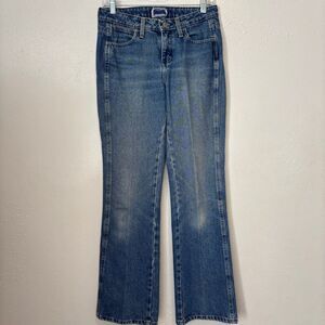 Wrangler Classic Medium Wash‎ Flared Bootcut Denim Jeans Sz 3/4 x 32 Women's